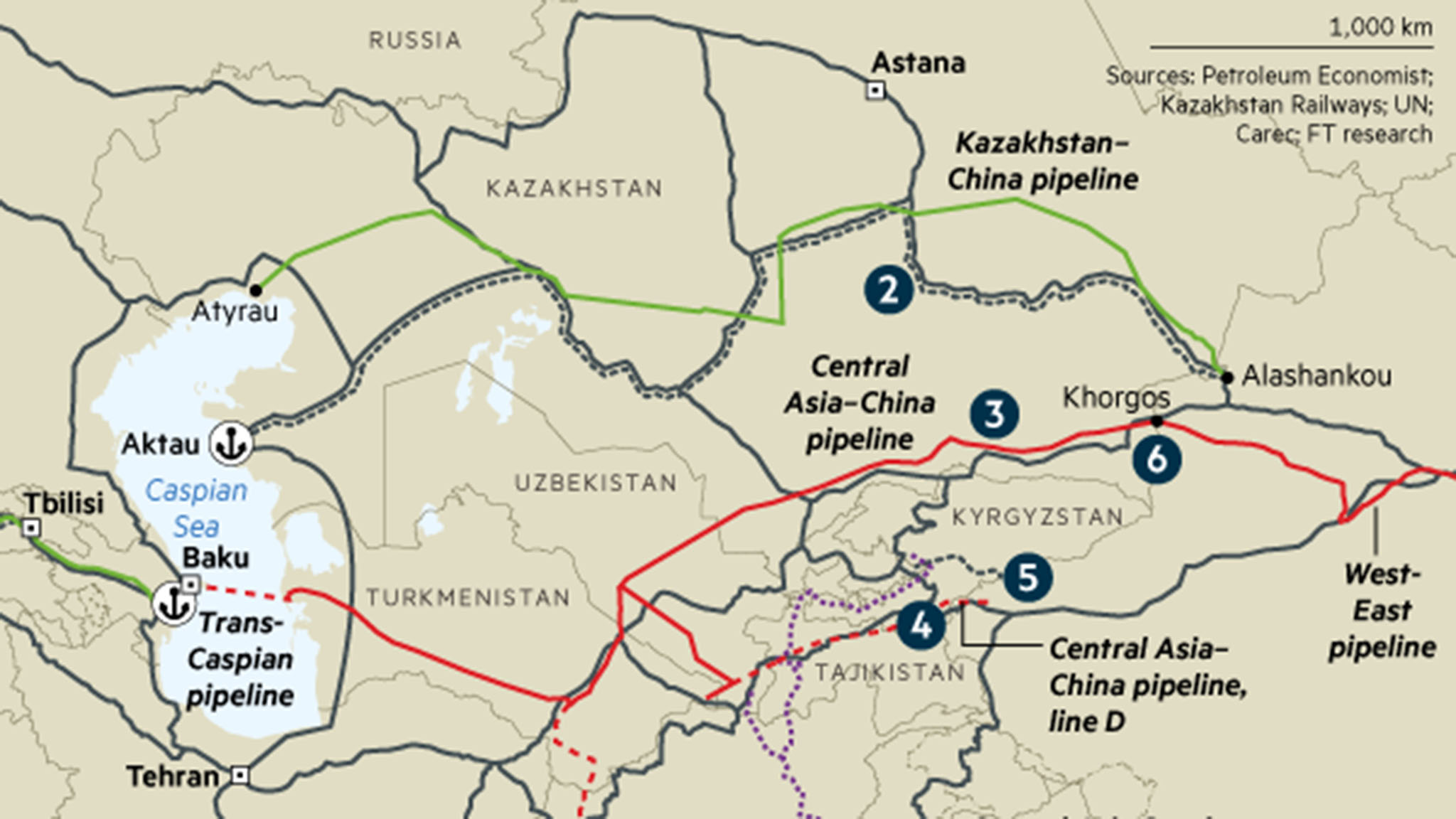 Map Connecting Central Asia